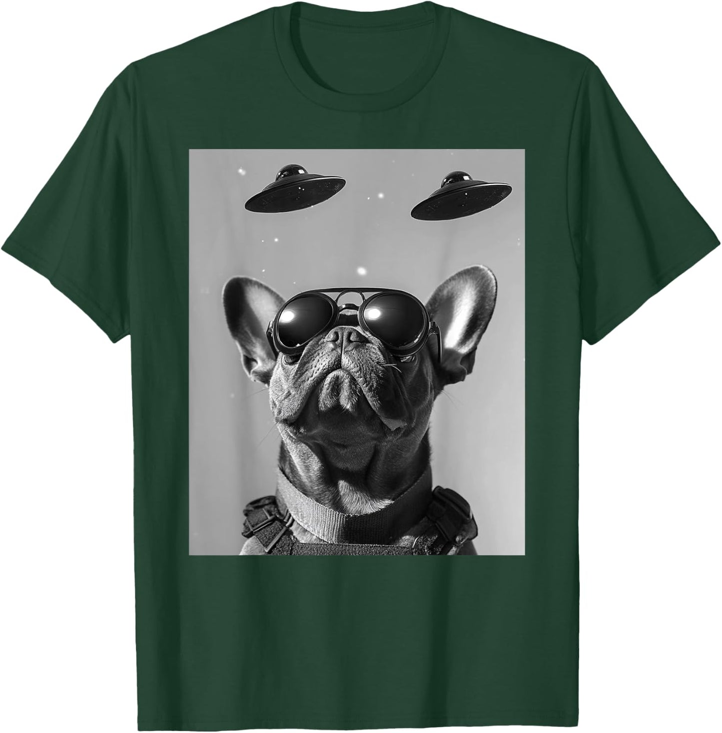 Funny graphic French Bulldog Frenchie UFO Alien Funny weird T-Shirt - T-Shirt | Forest
