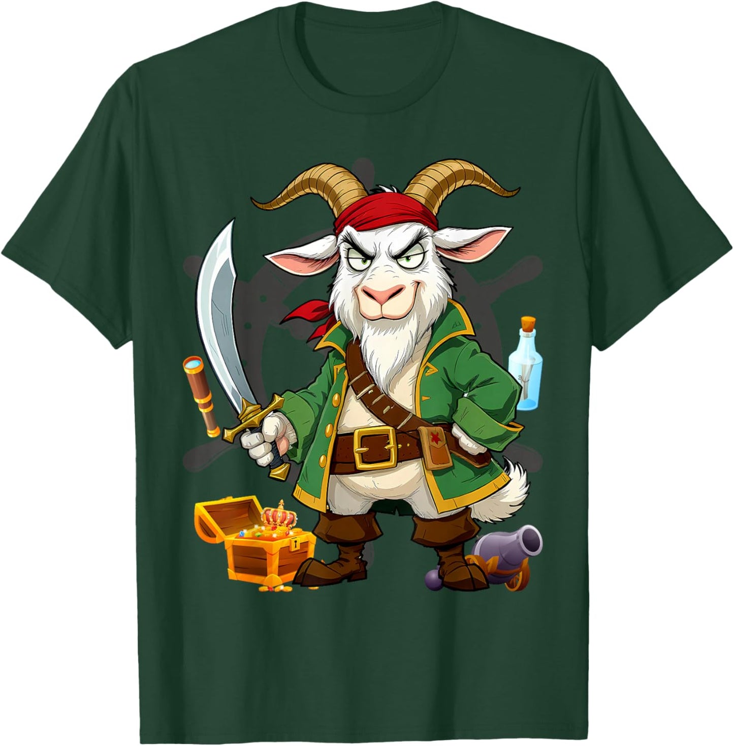 Pirate Goat Halloween Party Kids Costume Jolly Roger T-Shirt - T-Shirt | Forest