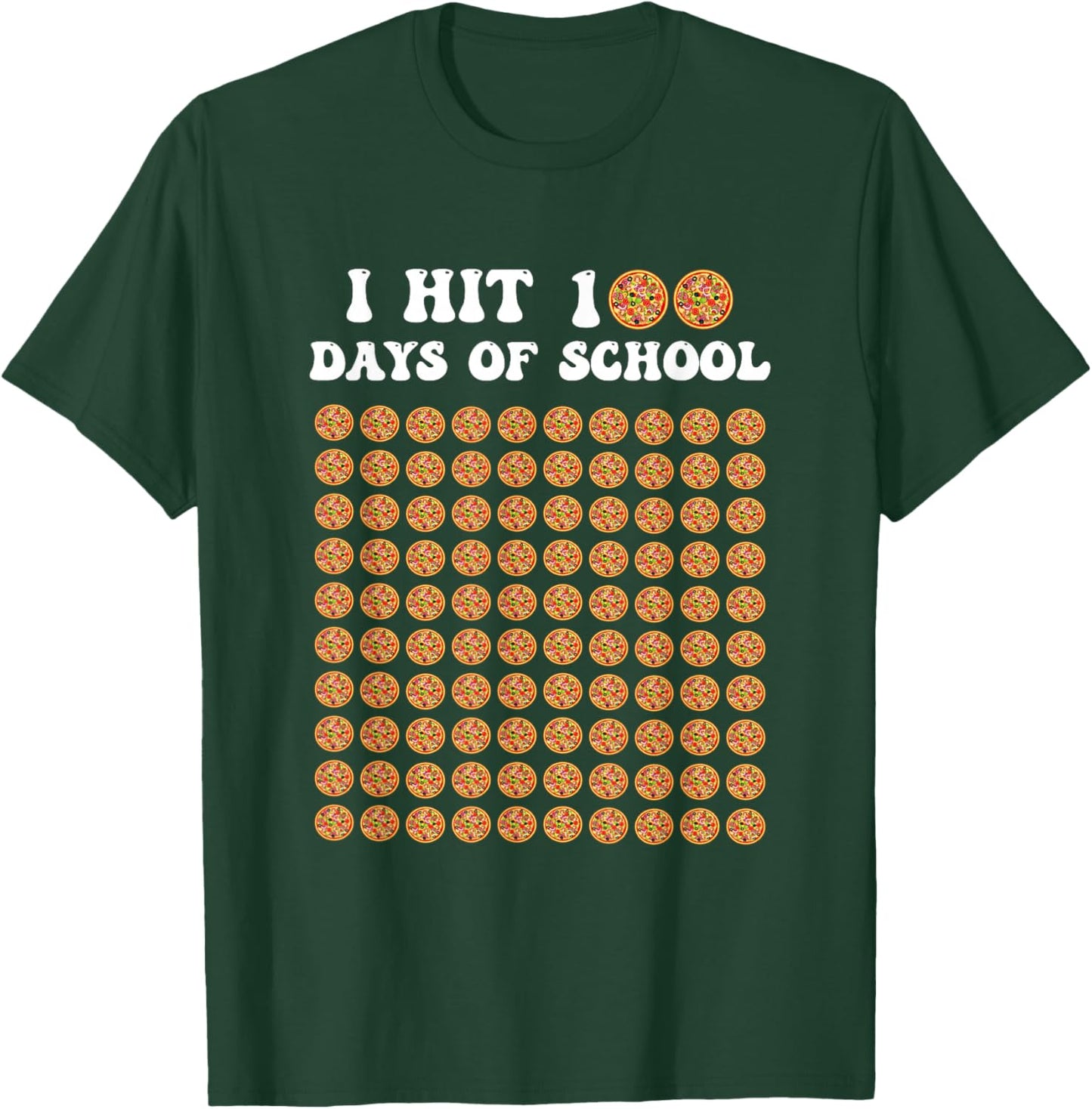 I Hit 100 Days of School Pizza 100th Day of school Party T-Shirt - T-Shirt | Forest