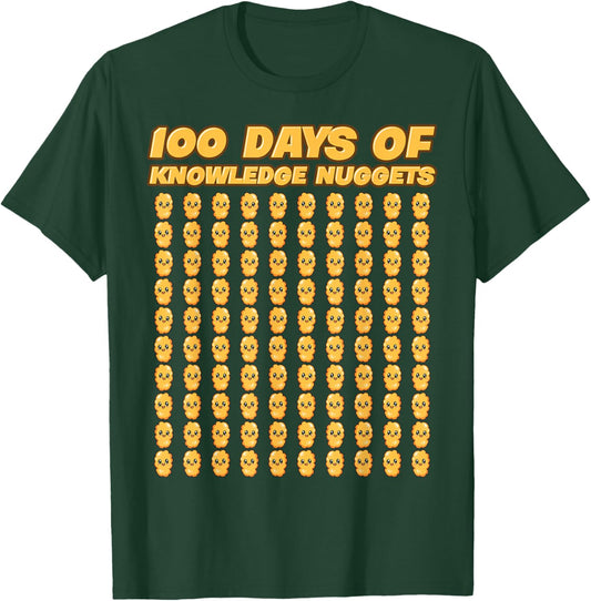 100 Days Of Knowledge Nuggets Chicken Nug 100 Days Of School T-Shirt - T-Shirt | Forest