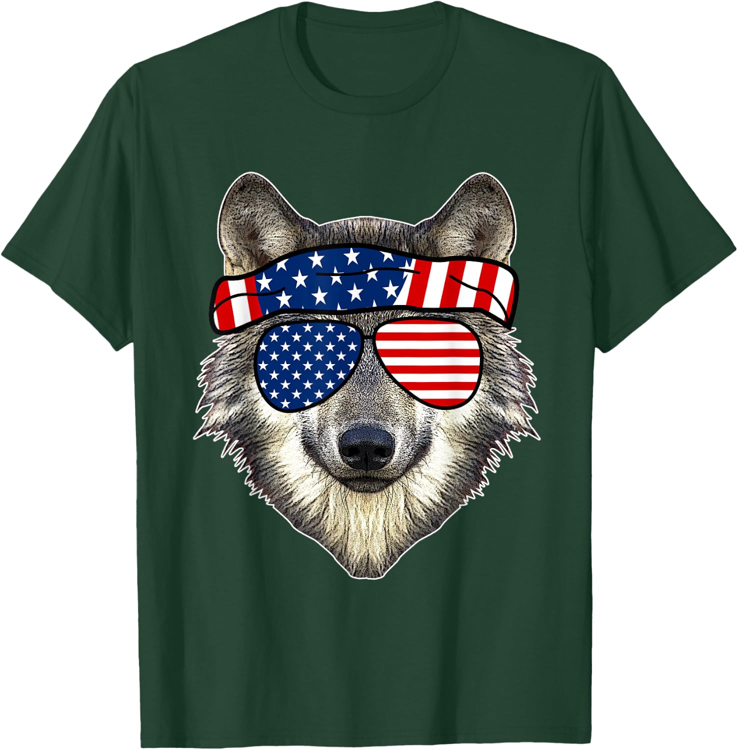 American Sunglasses Wolf 4th of July Awesome USA Gift T-Shirt - T-Shirt | Forest