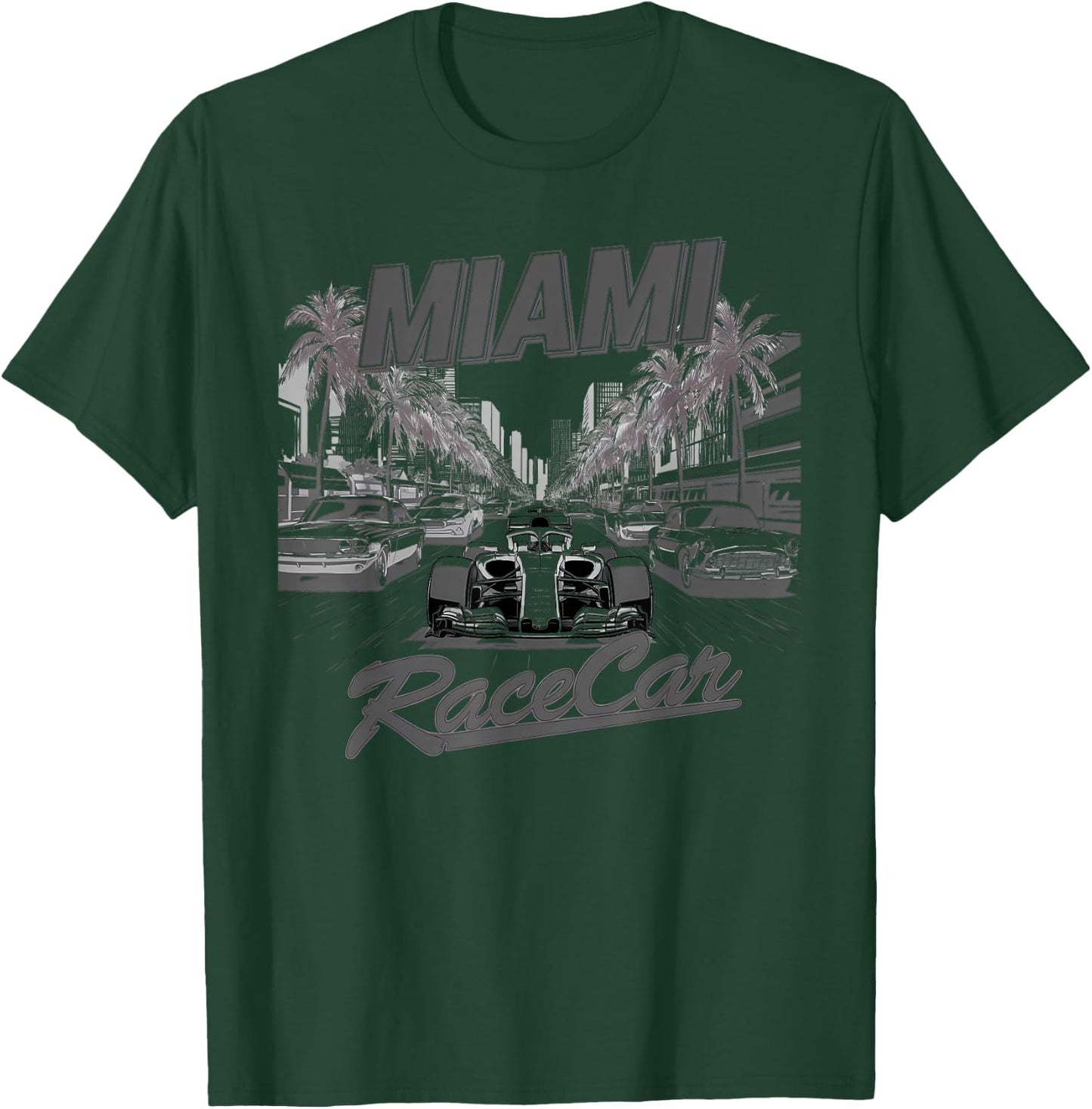 Miami Racing Gifts Men Women Race Car Racer Driver T-Shirt - T-Shirt | Forest