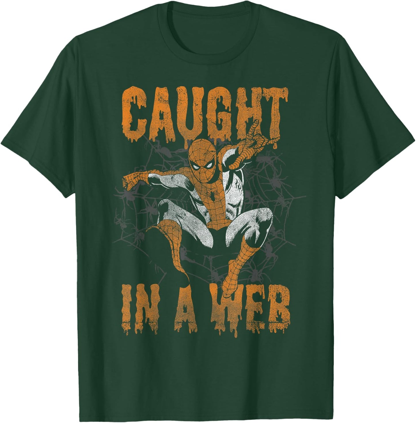 Marvel Spider-Man Caught In A Web Halloween Graphic T-Shirt - T-Shirt | Forest