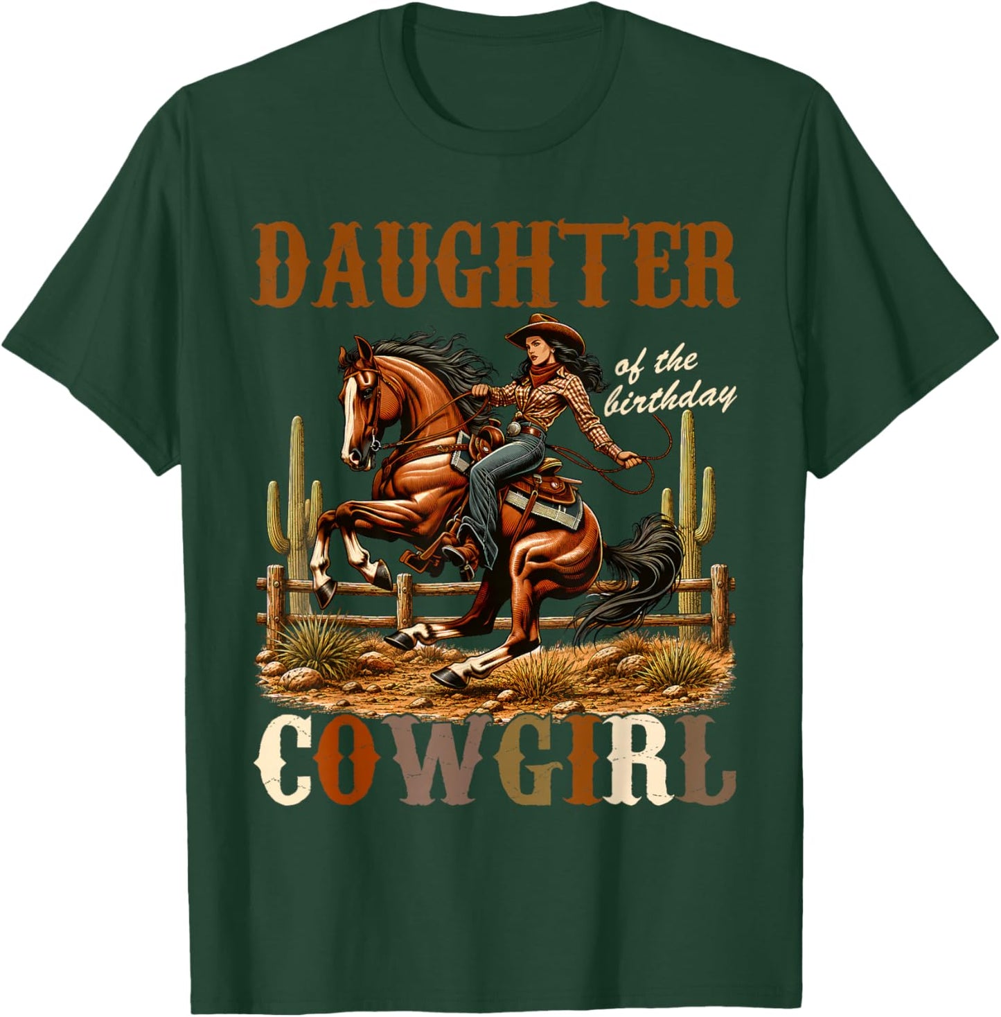 Daughter of The Birthday Cowgirl Vintage Christmas Xmas T-Shirt - T-Shirt | Forest