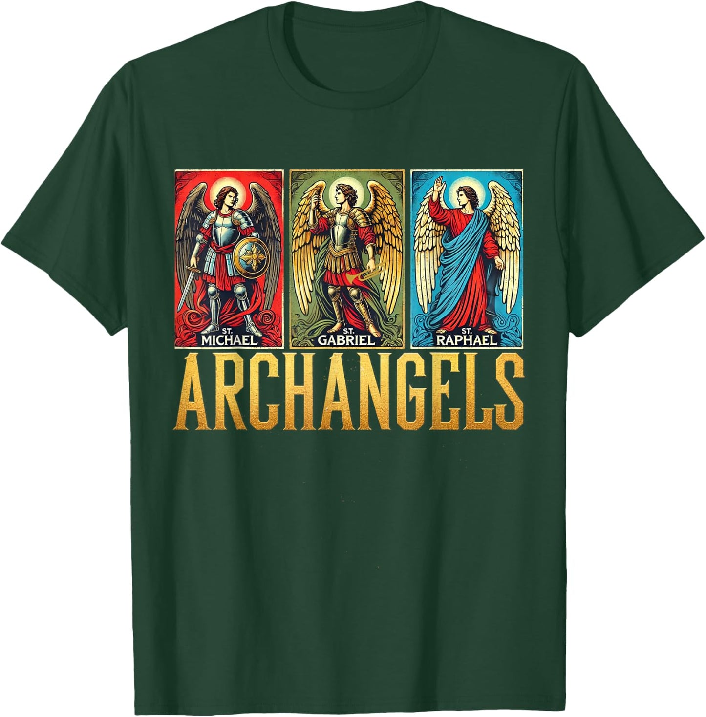 Saint Michael Catholic Archangels Biblical T-Shirt - T-Shirt | Forest