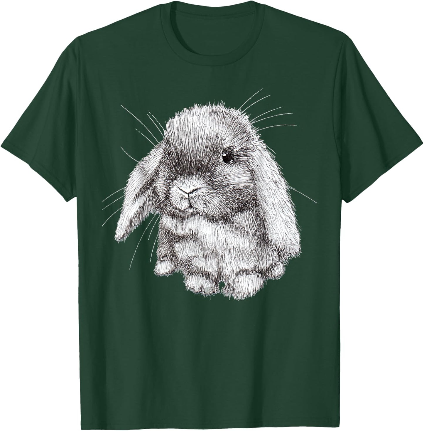Lop Eared Bunny Rabbit Sketch Childrens T-Shirt - T-Shirt | Forest