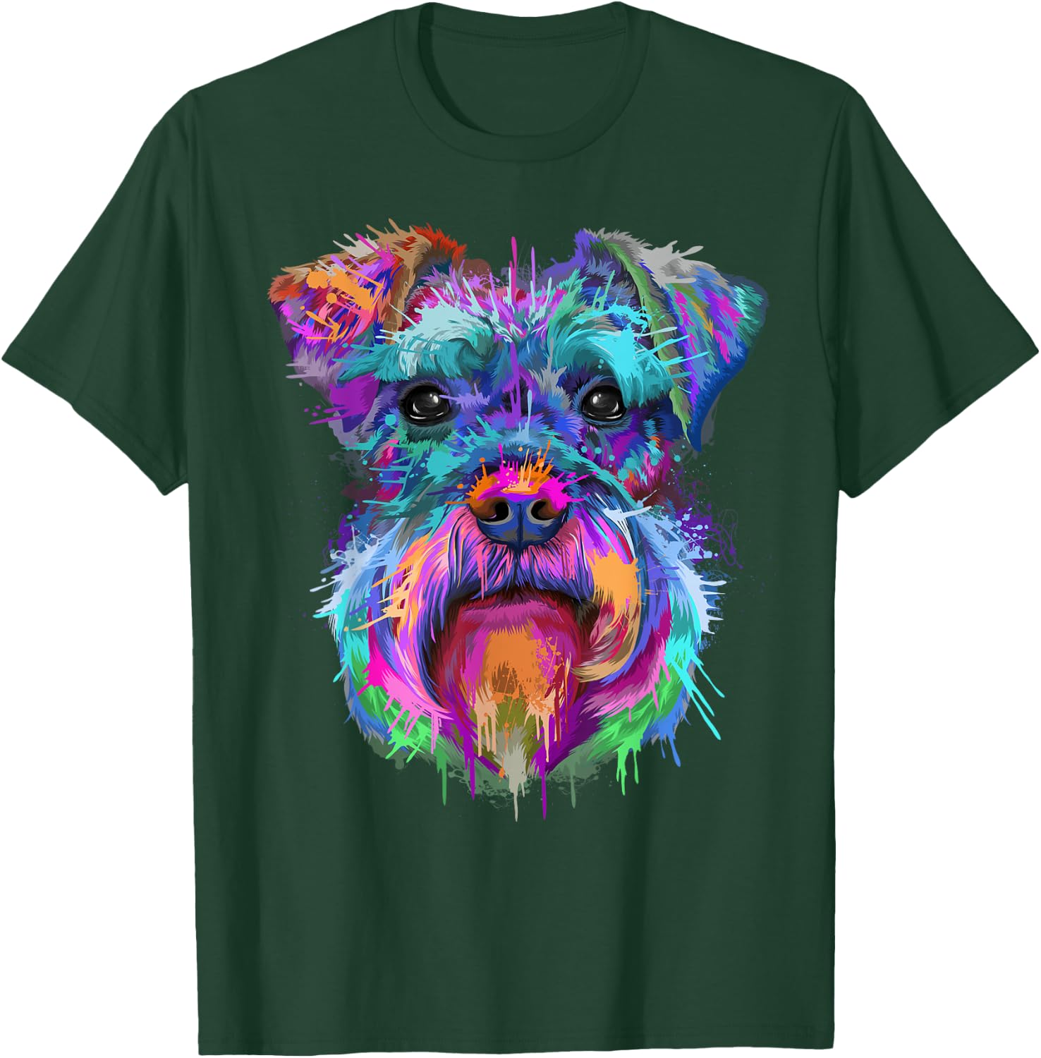 Schnauzer Splash Art | Cute Schnauzer Owners Gifts T-Shirt - T-Shirt | Forest