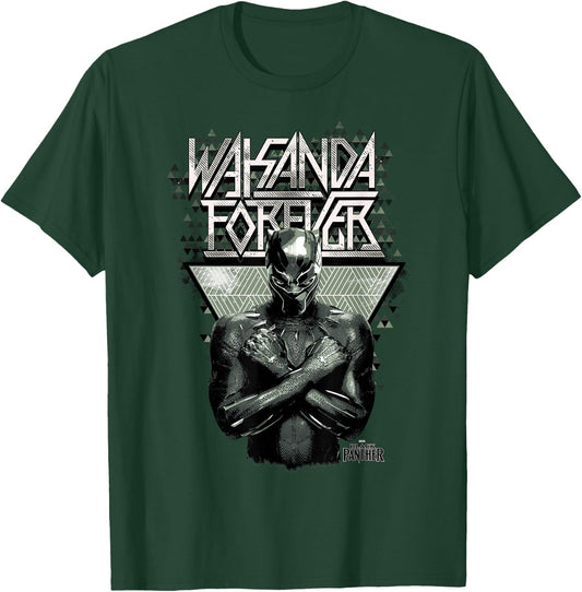 Marvel Black Panther Wakanda Forever Prism Patterned Short Sleeve Small T-Shirt - T-Shirt | Forest