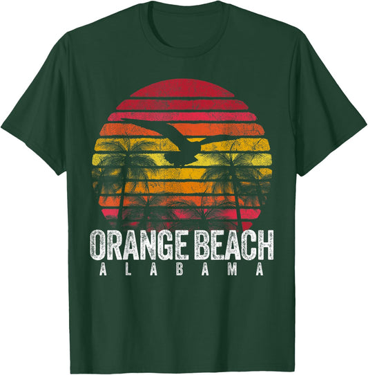 Orange Beach Alabama AL Retro Palm Trees Vintage Surf T-Shirt - T-Shirt | Forest