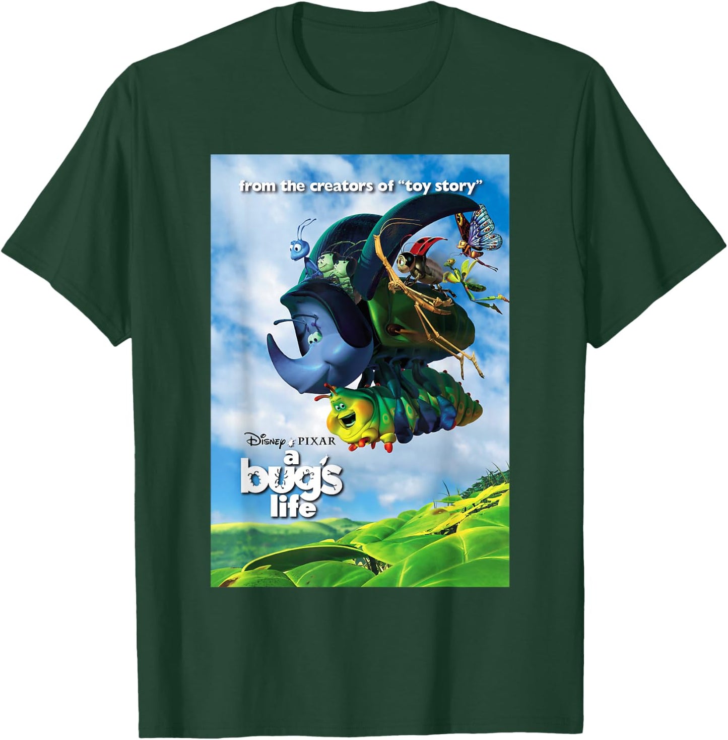 Disney Pixar A Bug's Life Flying Bugs Poster T-Shirt - T-Shirt | Forest