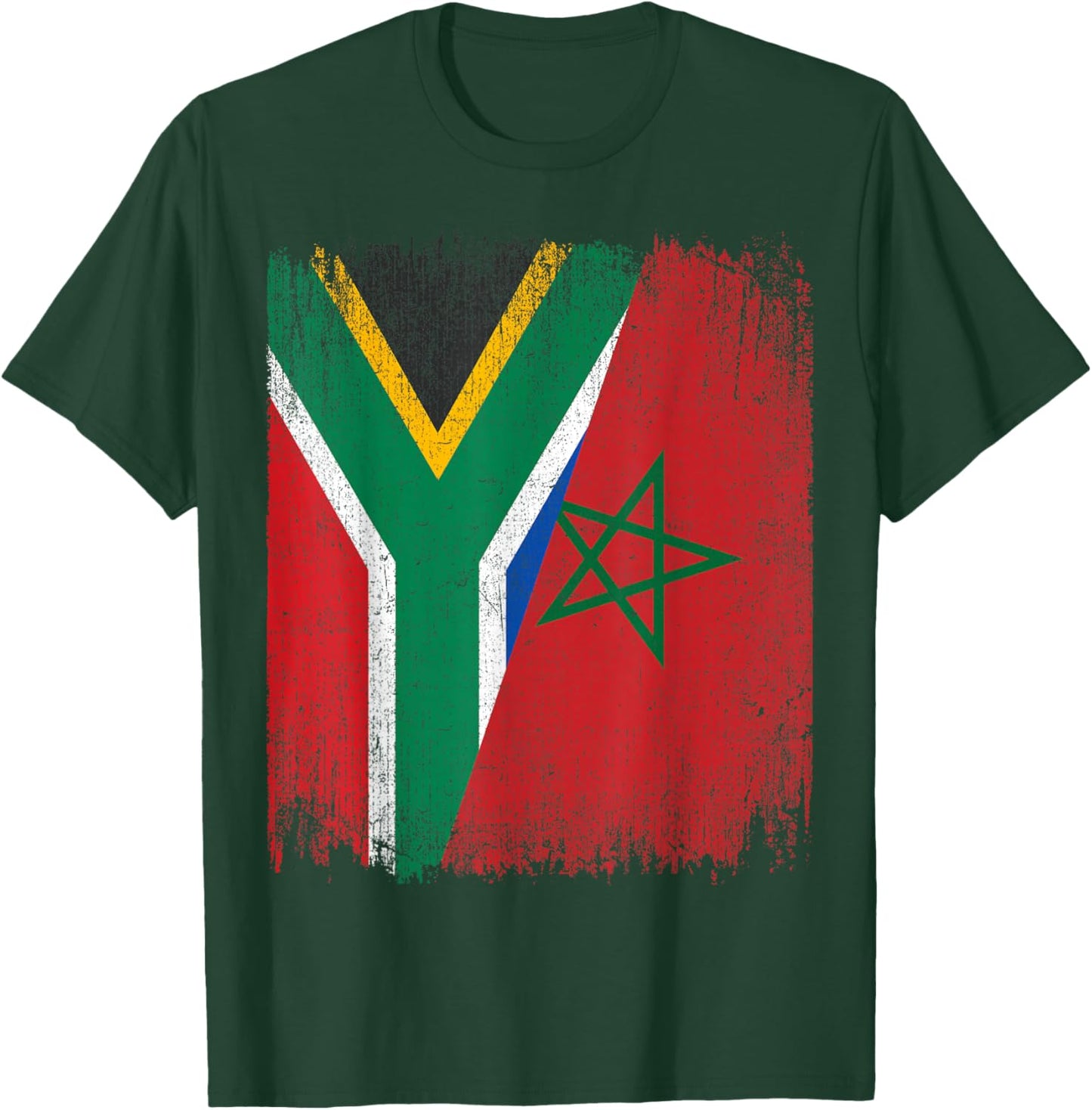 Half South Africa Morocco Split Flag African Pride Roots T-Shirt - T-Shirt | Forest
