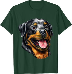 Face Portrait Watercolor Painting Rott Cool Dog Rottweiler T-Shirt - T-Shirt | Forest