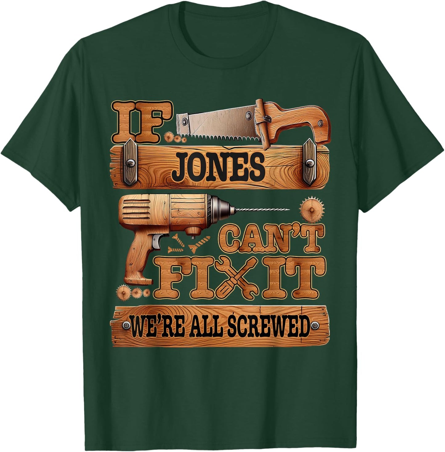 If They Can't Fix It We're All Screwed by If They Can't Fix It We're All Screwed - Adults - Short Sleeve - - Black - Small - Humorous Family Name - Casual/Fun T-Shirt - T-Shirt | Forest