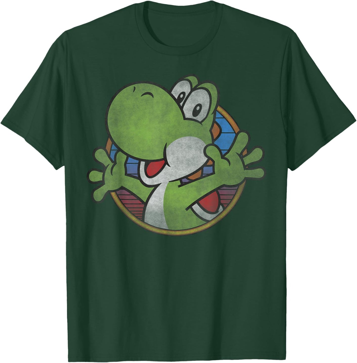 Super Mario Yoshi Color Fade Circle Logo T-Shirt - T-Shirt | Forest