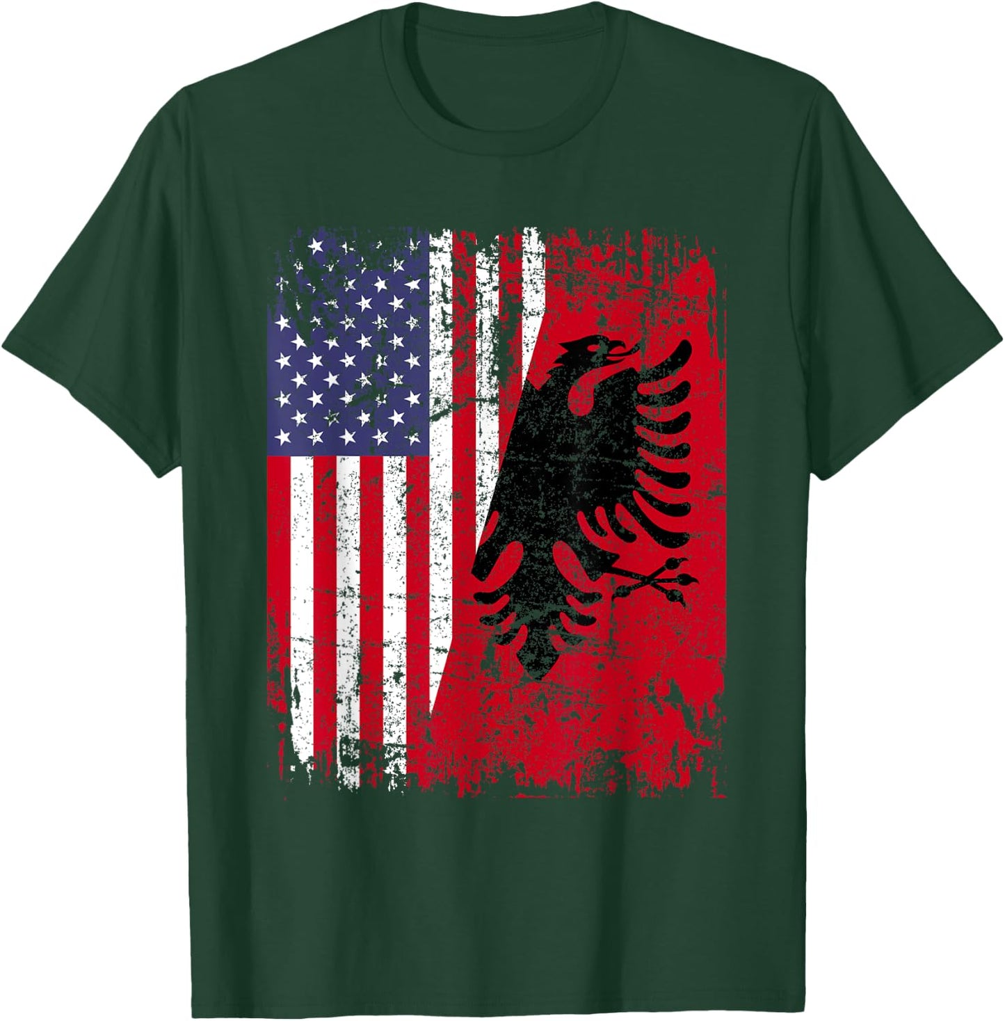 ALBANIAN ROOTS | Red Eagle | ALBANIA American Flag T-Shirt - T-Shirt | Forest