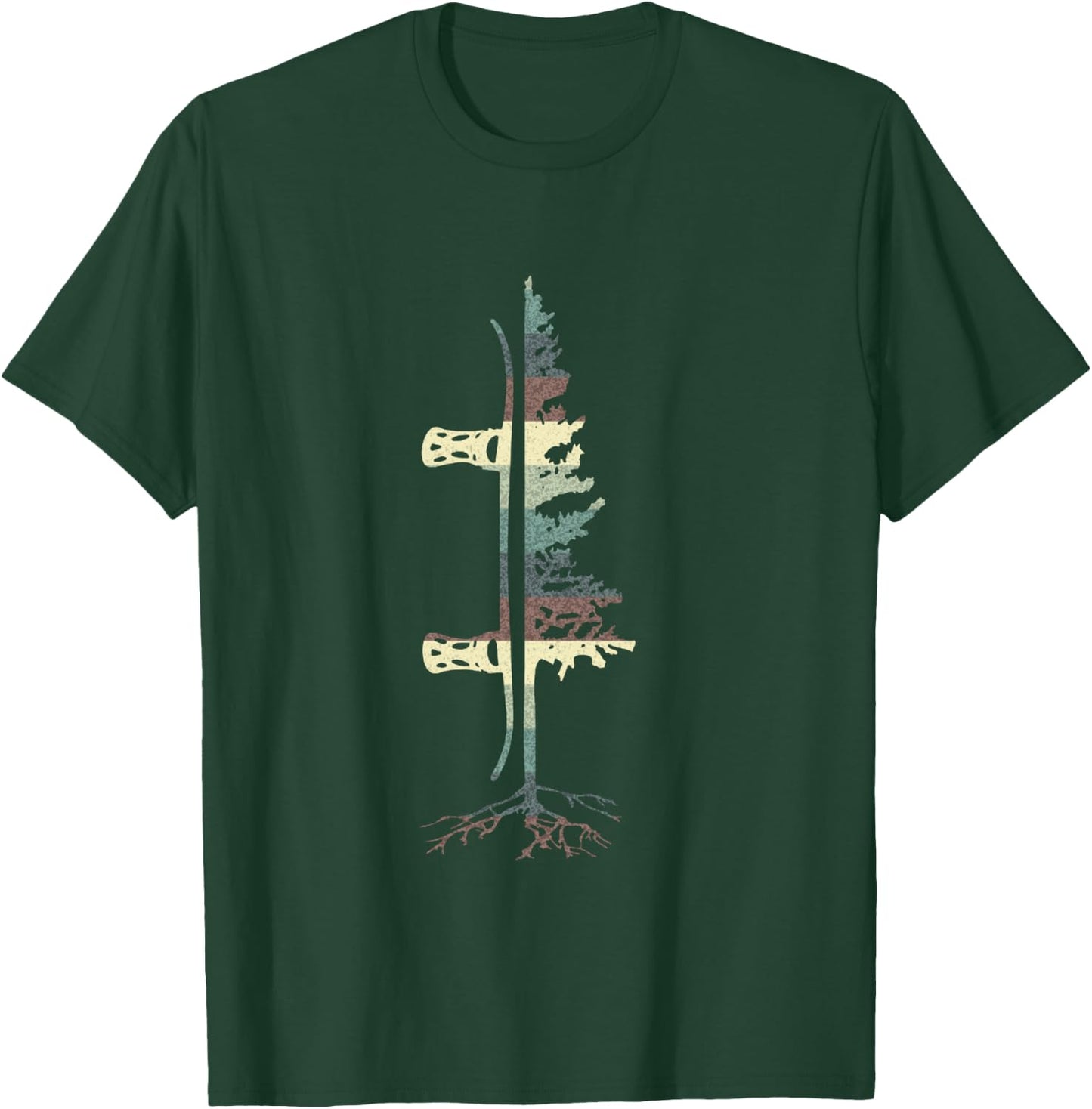 Vintage Pine Snowboard Snowboarding Gift Shirt T-Shirt - T-Shirt | Forest