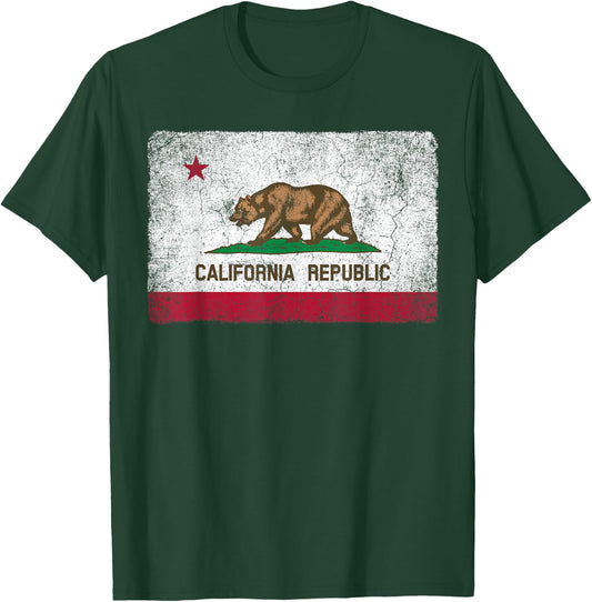 California Flag Republic Vintage Retro Official Gift T-Shirt - T-Shirt | Forest
