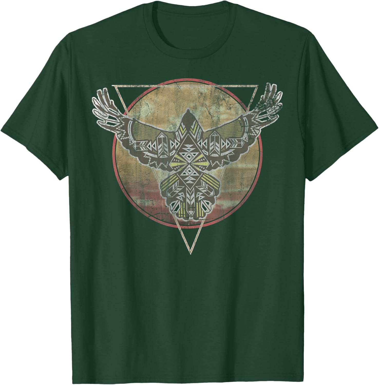 Geometric Spirit Eagle Over The Moon T-Shirt - T-Shirt | Forest