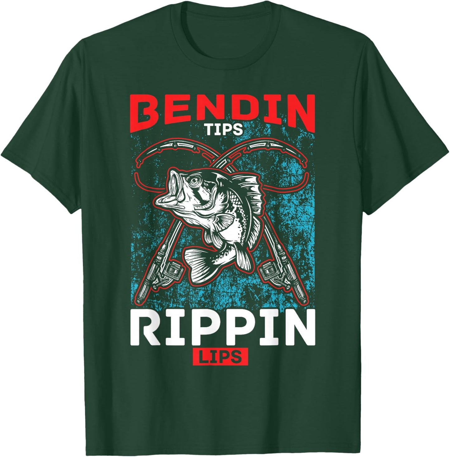 Bending Tips Ripping Lips Fishing Humour Gift T-Shirt - T-Shirt | Forest