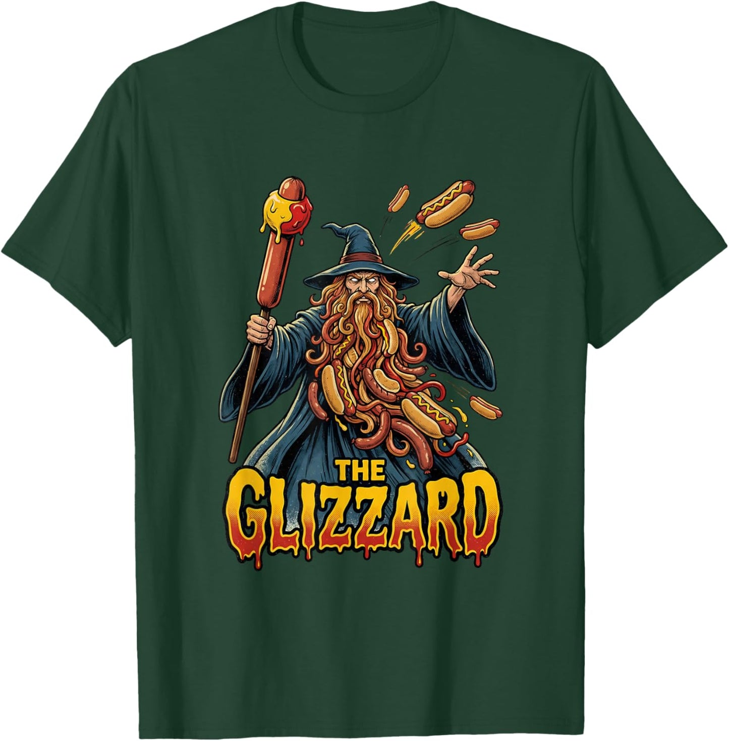 The Glizzard Hot Dog Wizard Funny Glizzy T-Shirt - T-Shirt | Forest