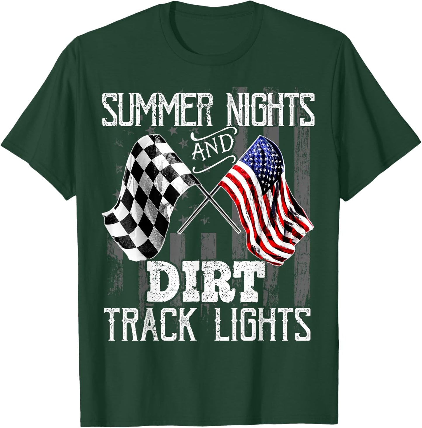 Summer Nights Dirt Track Lights Racing Motocross Gift Men T-Shirt - T-Shirt | Forest