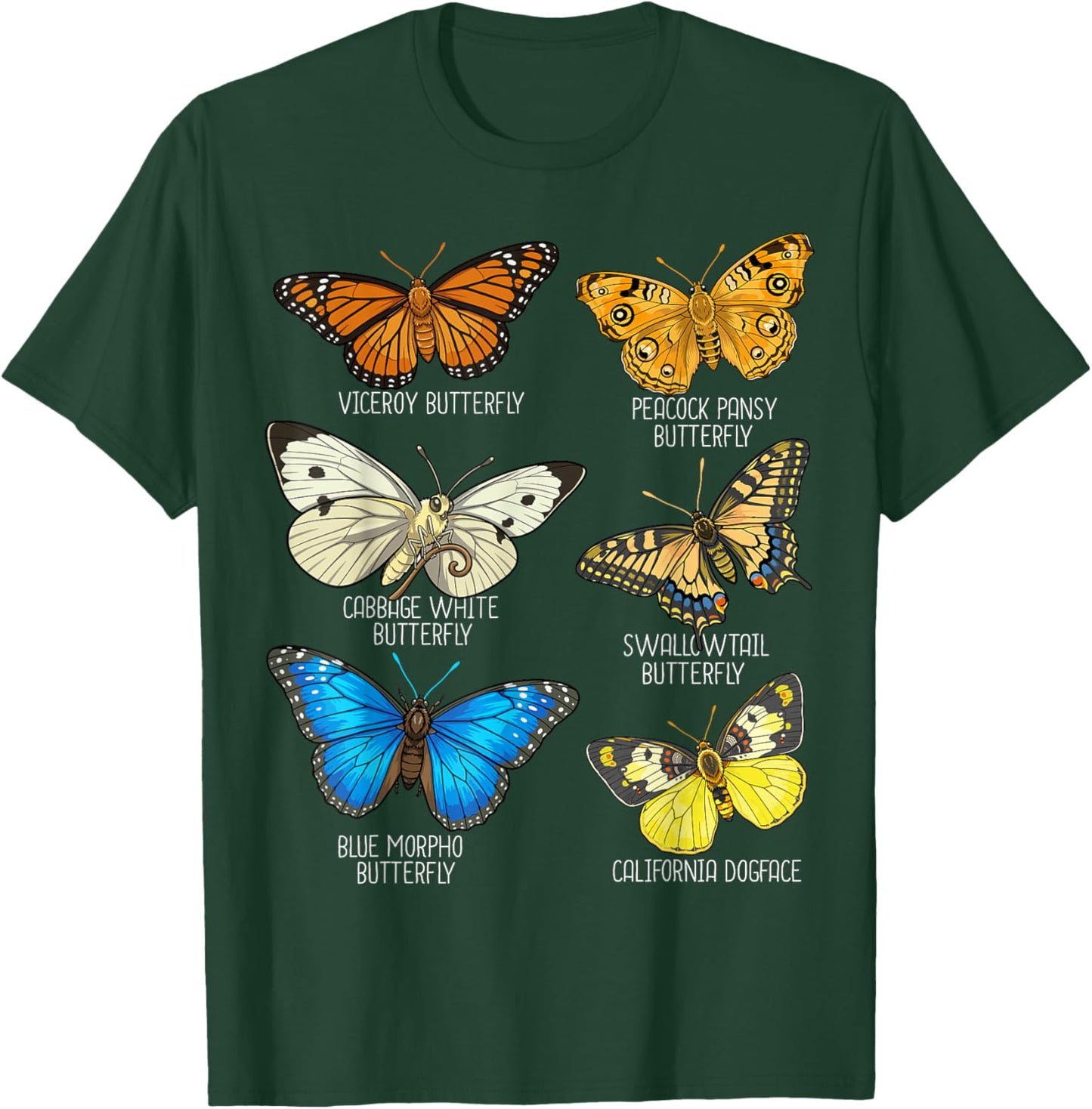 Collection of Butterflies Species Insects Butterfly T-Shirt - T-Shirt | Forest