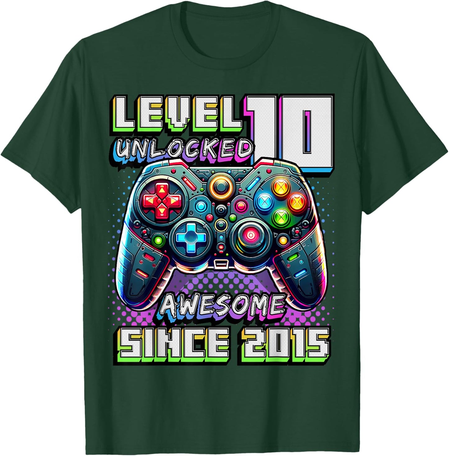 10th Birthday Boy Level 10 Gamer 10 Year Video Game Party T-Shirt - T-Shirt | Forest