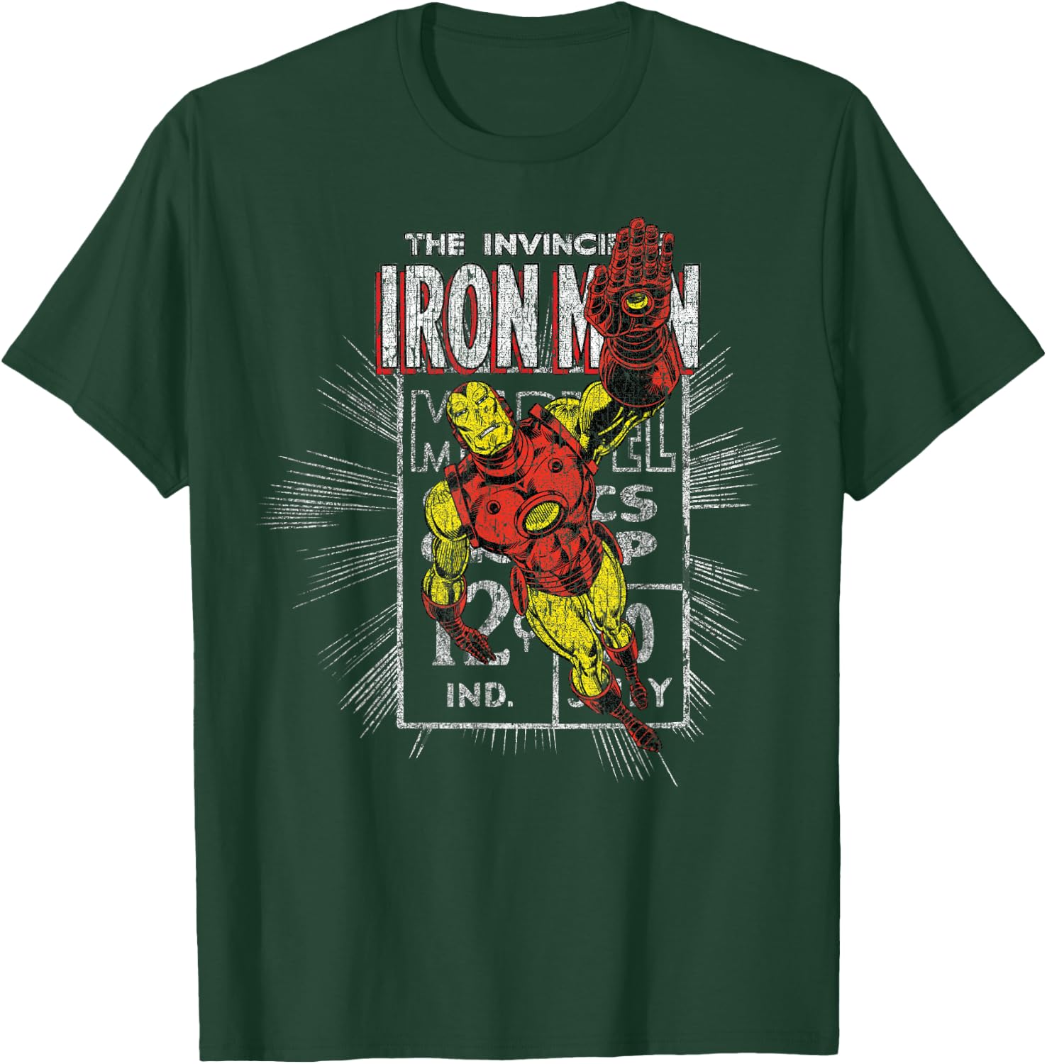 Iron Man Retro Comic Book Stamp Flying Pose Graphic T-Shirt - T-Shirt | Forest