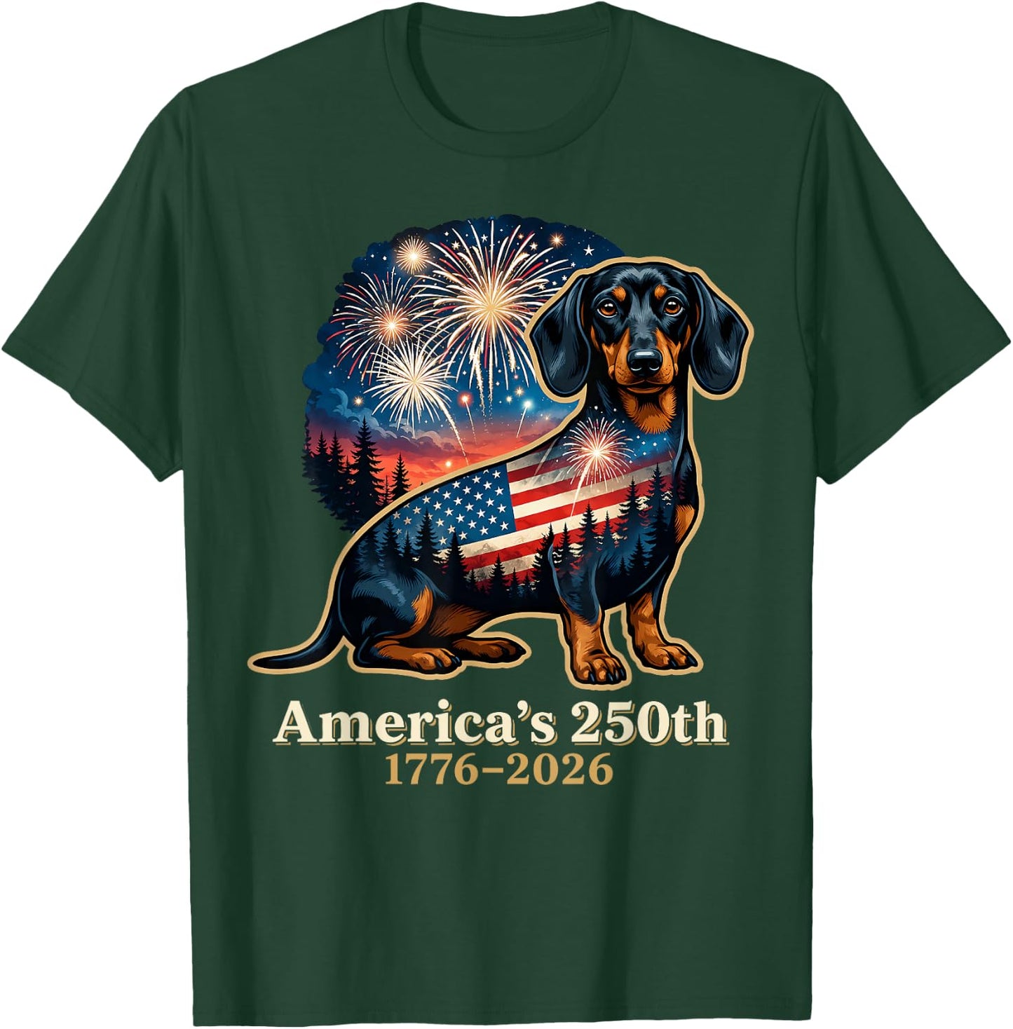 Funny Dachshund 4th of July T-Shirt - T-Shirt | Forest