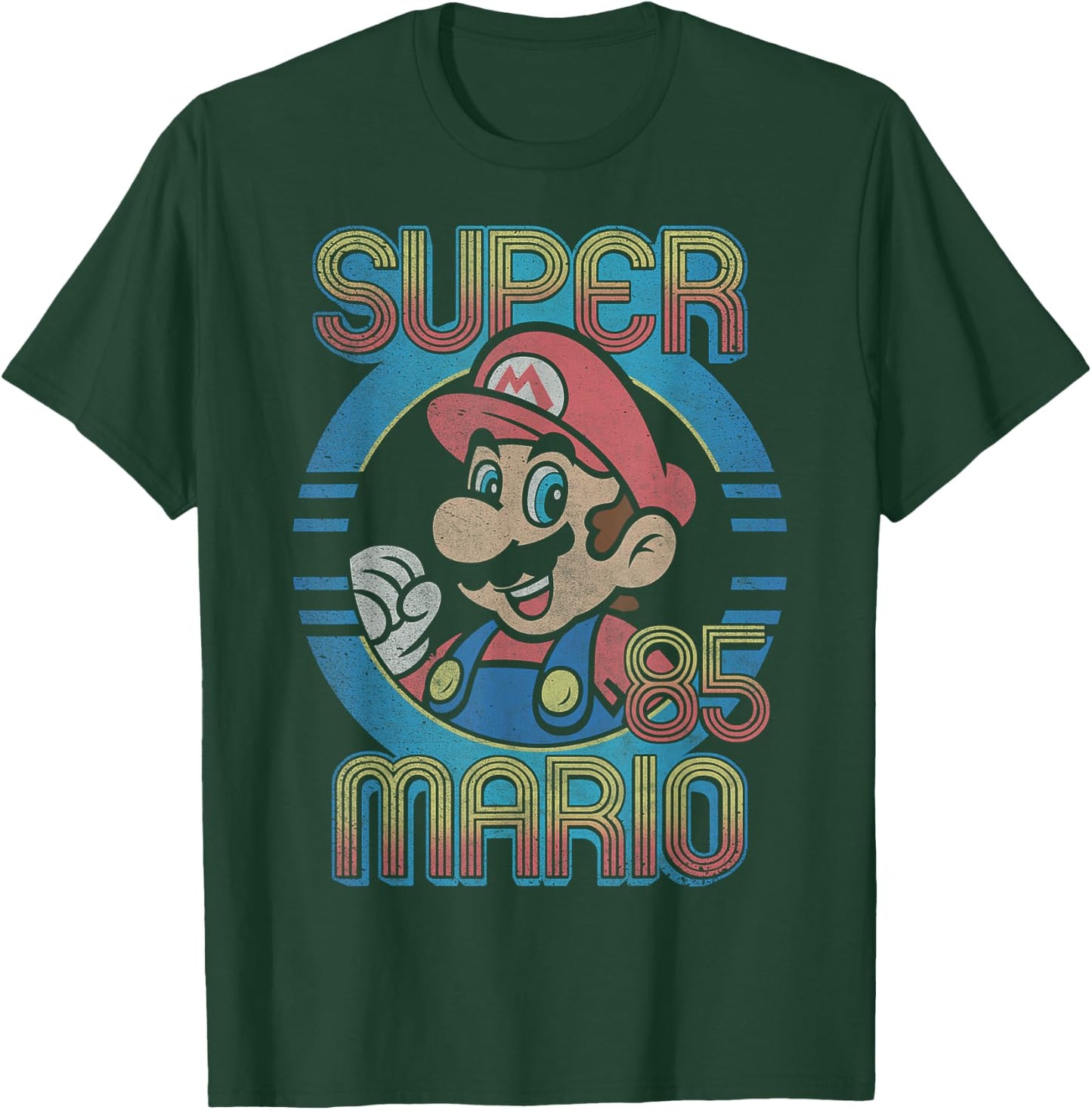 Nintendo Super Mario Retro Circle Vintage T-Shirt - T-Shirt | Forest