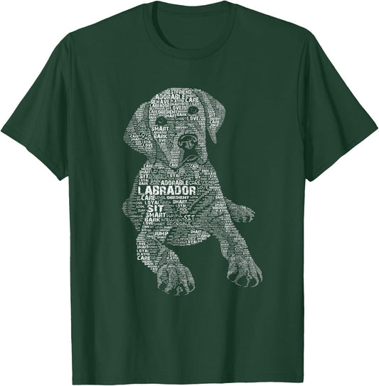 Yellow Chocolate Black Labrador Retriever - Caligram Style T-Shirt - T-Shirt | Forest
