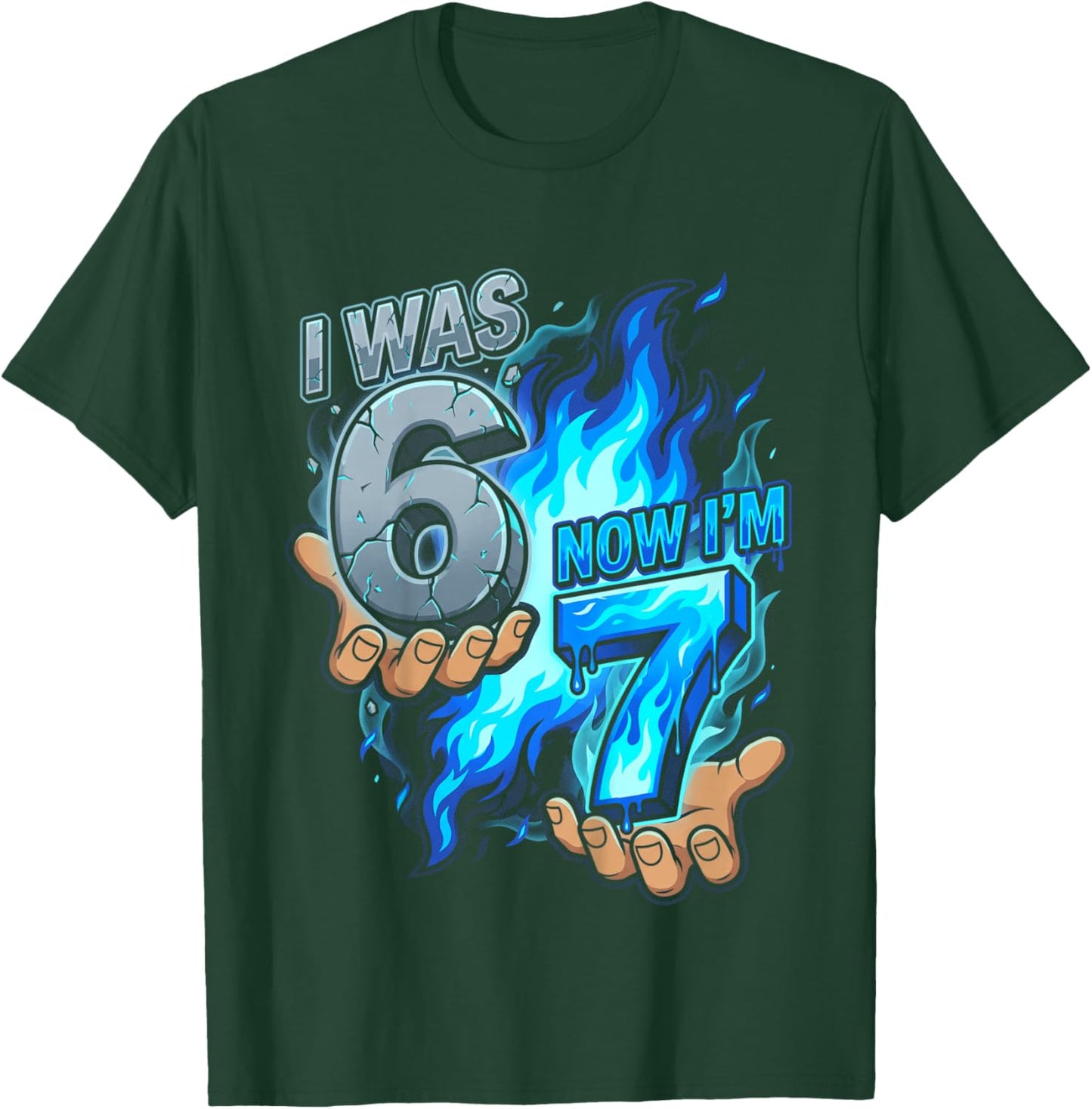 Kids I was 6 Now I'm 7 7th Birthday 6 7 Birthday Boys T-Shirt - T-Shirt | Forest