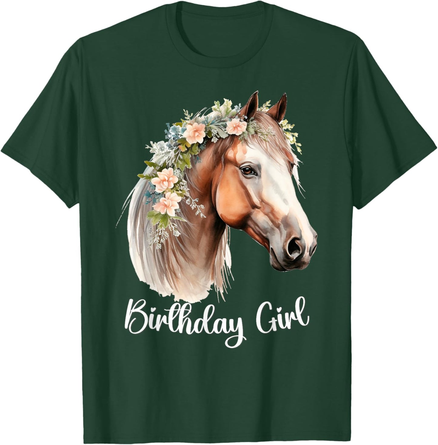 Horse Birthday Girl Party Outfit Pony Daughter Women Girls T-Shirt - T-Shirt | Forest