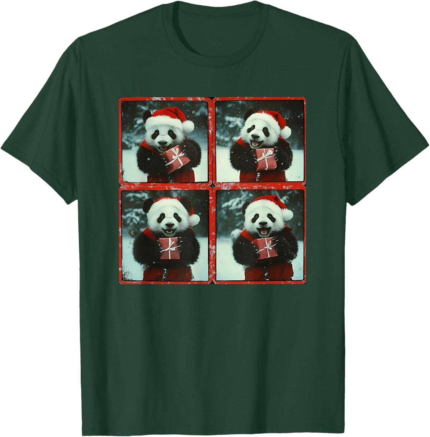 Panda With Santa Hat Panda Christmas T-Shirt - T-Shirt | Forest