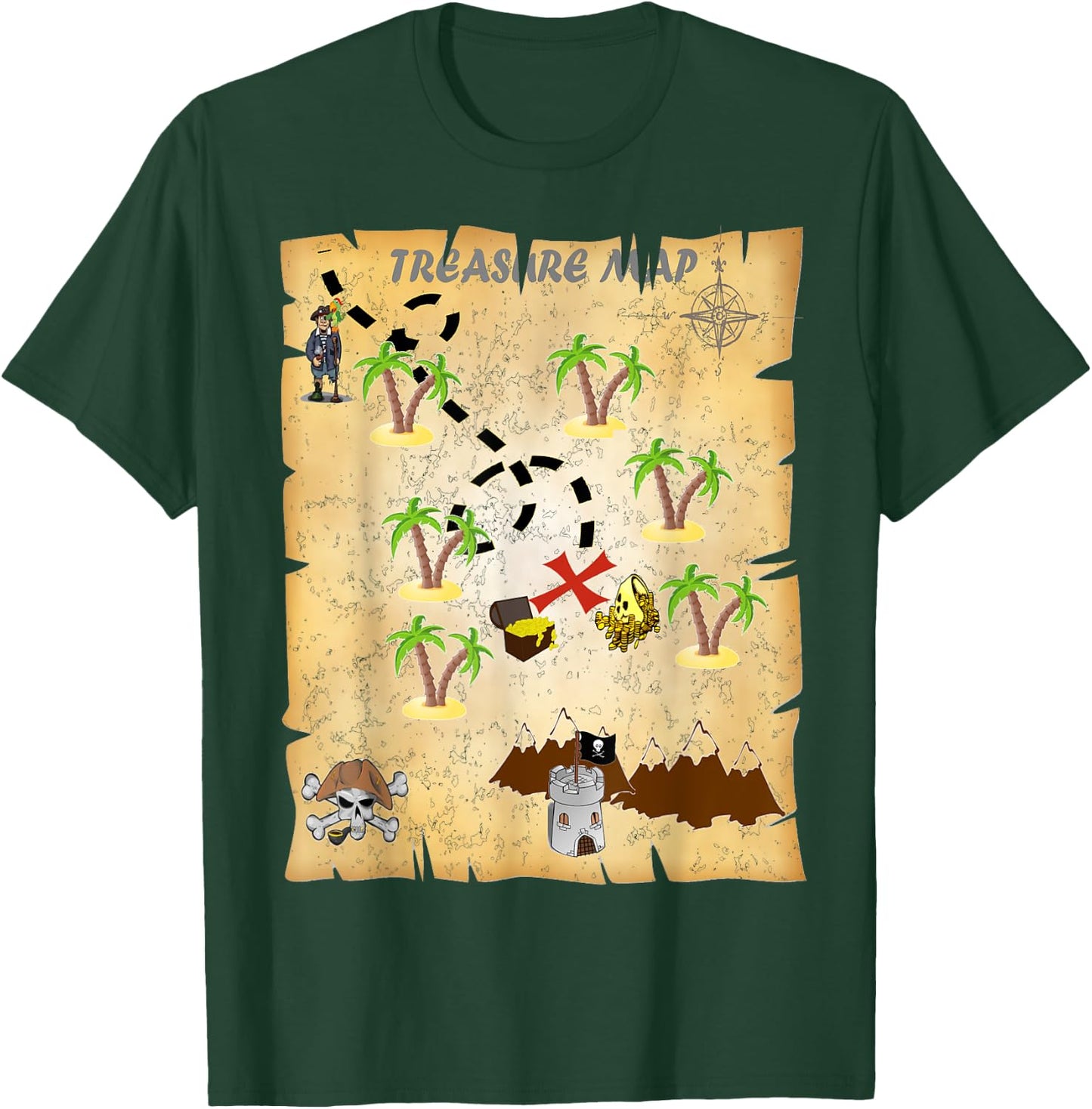 Pirate Treasure Map T-Shirt - T-Shirt | Forest