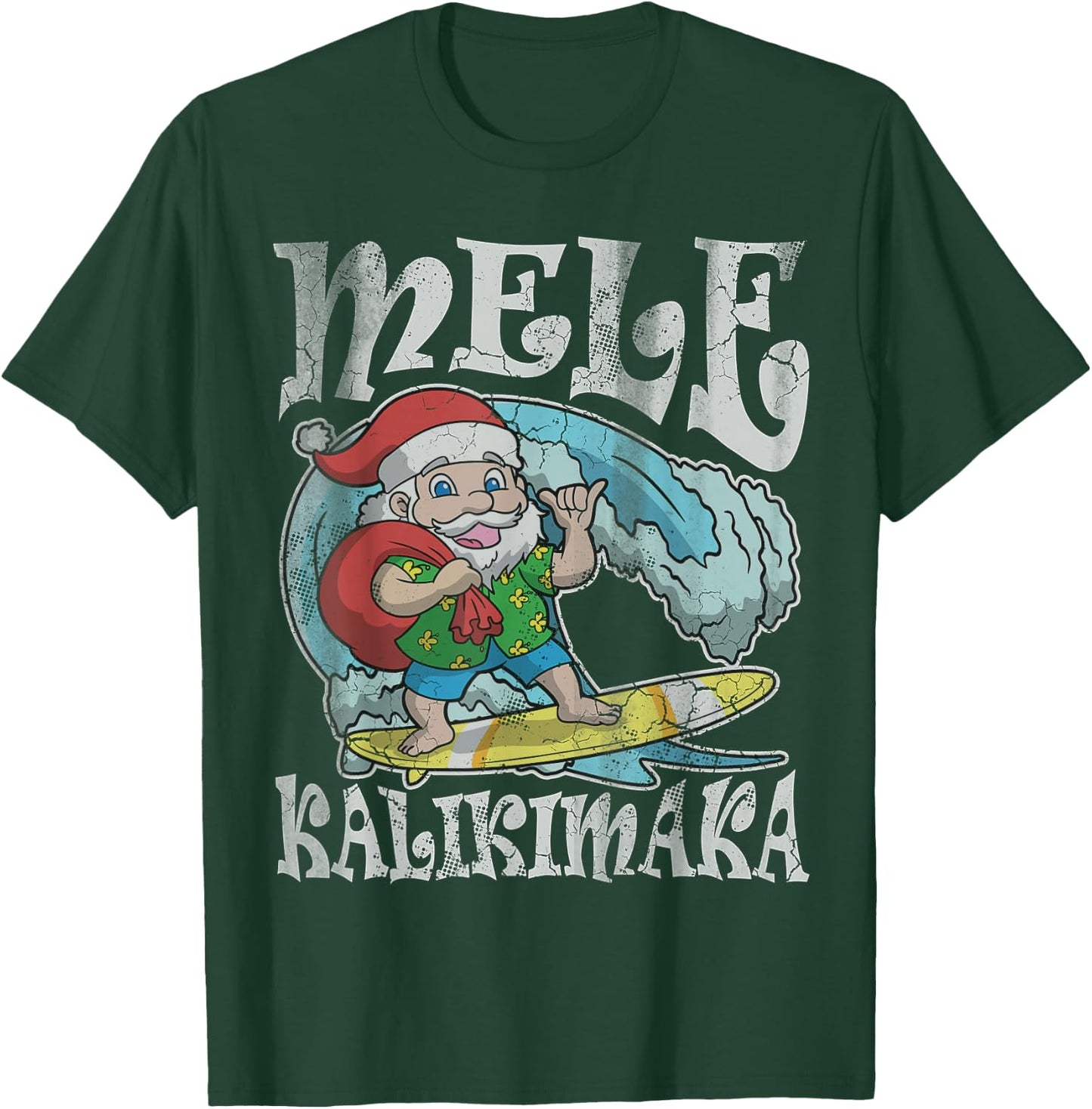 Mele Kalikimaka Christmas Santa Claus Hawaii Surfing Men T-Shirt - T-Shirt | Forest