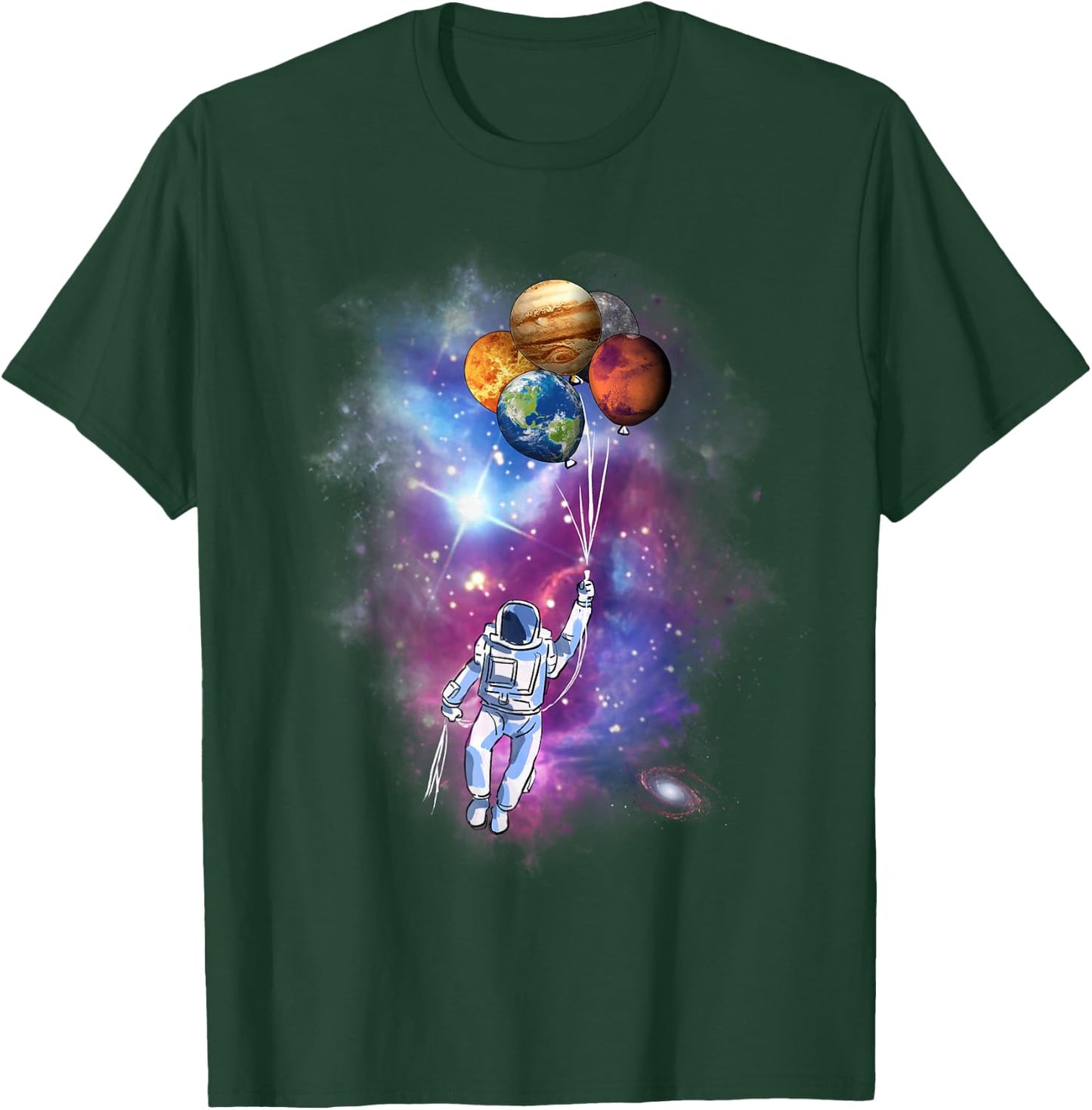 Spaceman Planet Balloon Galaxy Outer Space Astronaut T-Shirt - T-Shirt | Forest