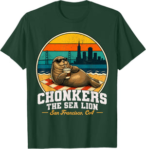 Chonkers The Sea Lion San Francisco Funny Seal T-Shirt - T-Shirt | Forest