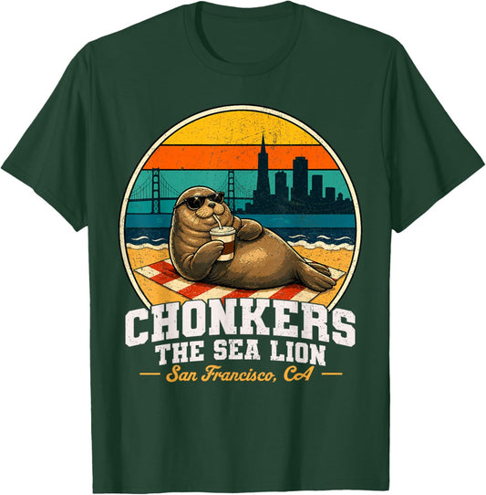 Chonkers The Sea Lion San Francisco Funny Seal T-Shirt - T-Shirt | Forest