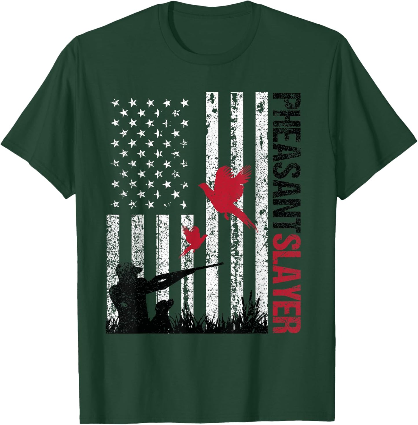 American Flag Pheasant Hunting Pheasant Slayer T-Shirt - T-Shirt | Forest