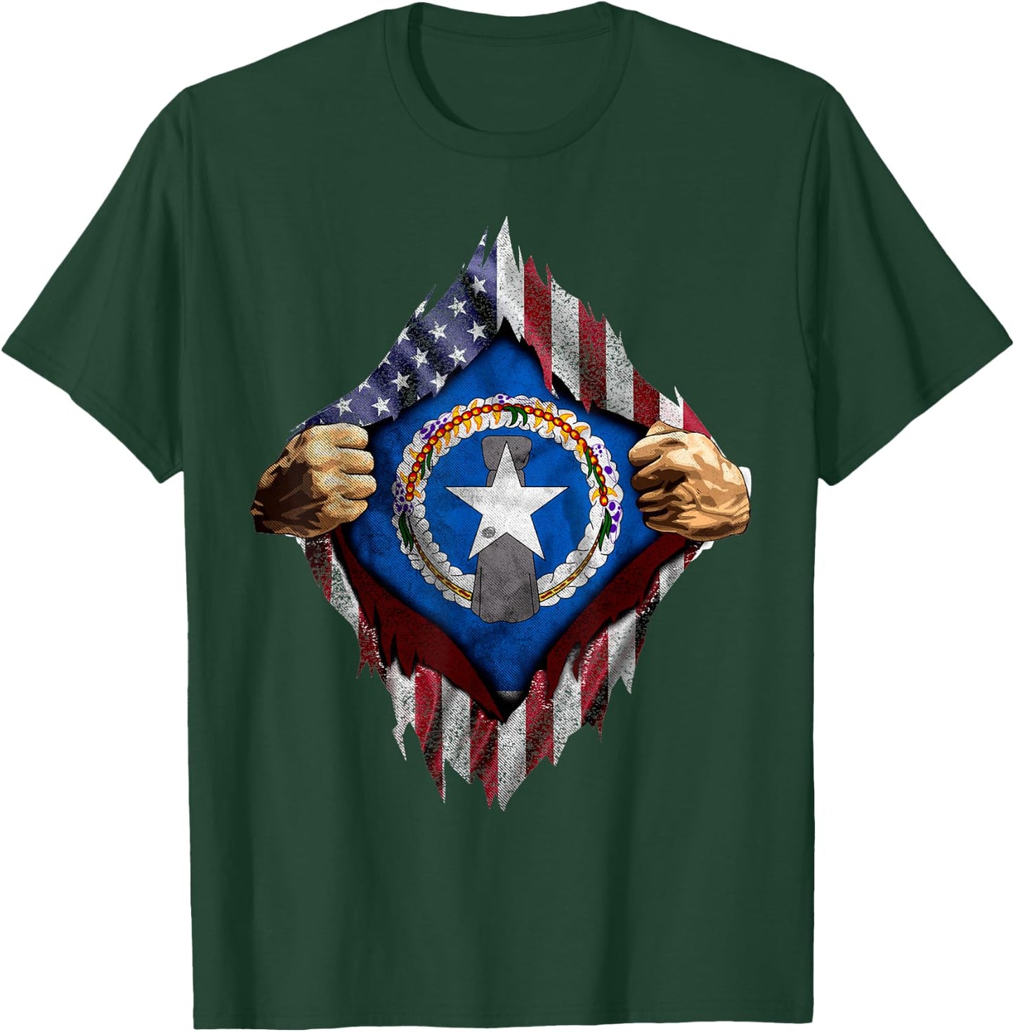 Saipan American Flag Shirt - CNMI seal T shirt T-Shirt - T-Shirt | Forest