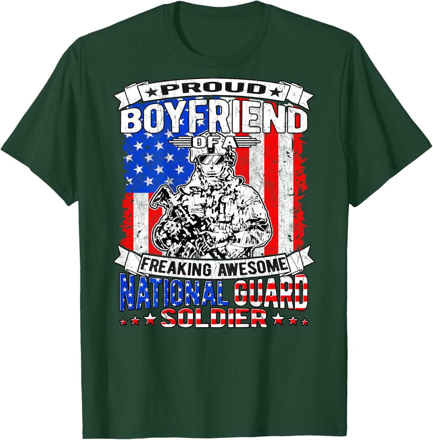 Proud Boyfriend of A National Guard Soldier Military Lover T-Shirt - T-Shirt | Forest