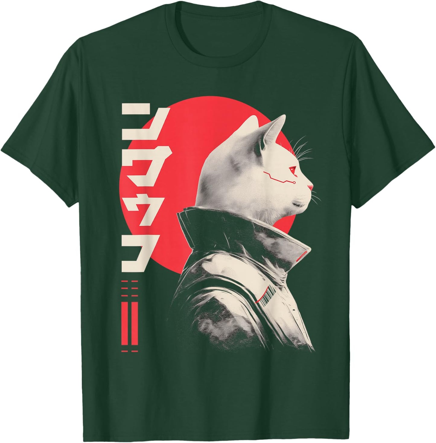 Japanese Techwear Futuristic Cyberpunk Cat Techno Rave T-Shirt - T-Shirt | Forest
