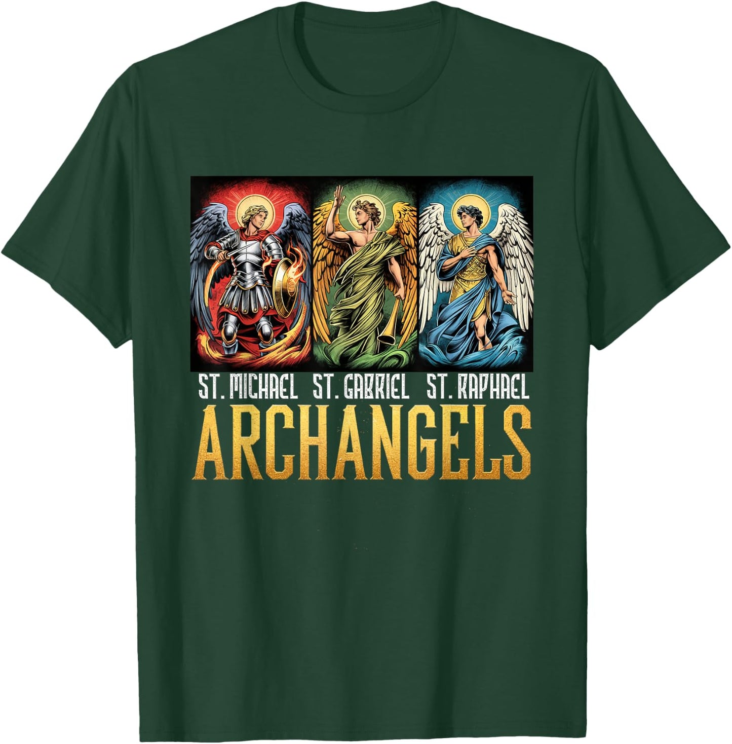 Saint Michael Catholic Archangels Biblical T-Shirt - T-Shirt | Forest