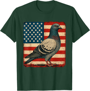 Pigeon Bird 4th of July USA Patriotic Pigeon USA Flag T-Shirt - T-Shirt | Forest