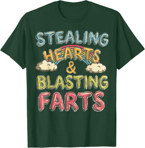 Stealing Hearts And Blasting Farts Funny Valentines T-Shirt - T-Shirt | Forest