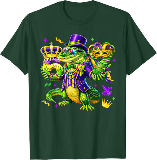 Mardi Gras Six Seven Meme Alligator 67 Boys Teens Kids T-Shirt - T-Shirt | Forest