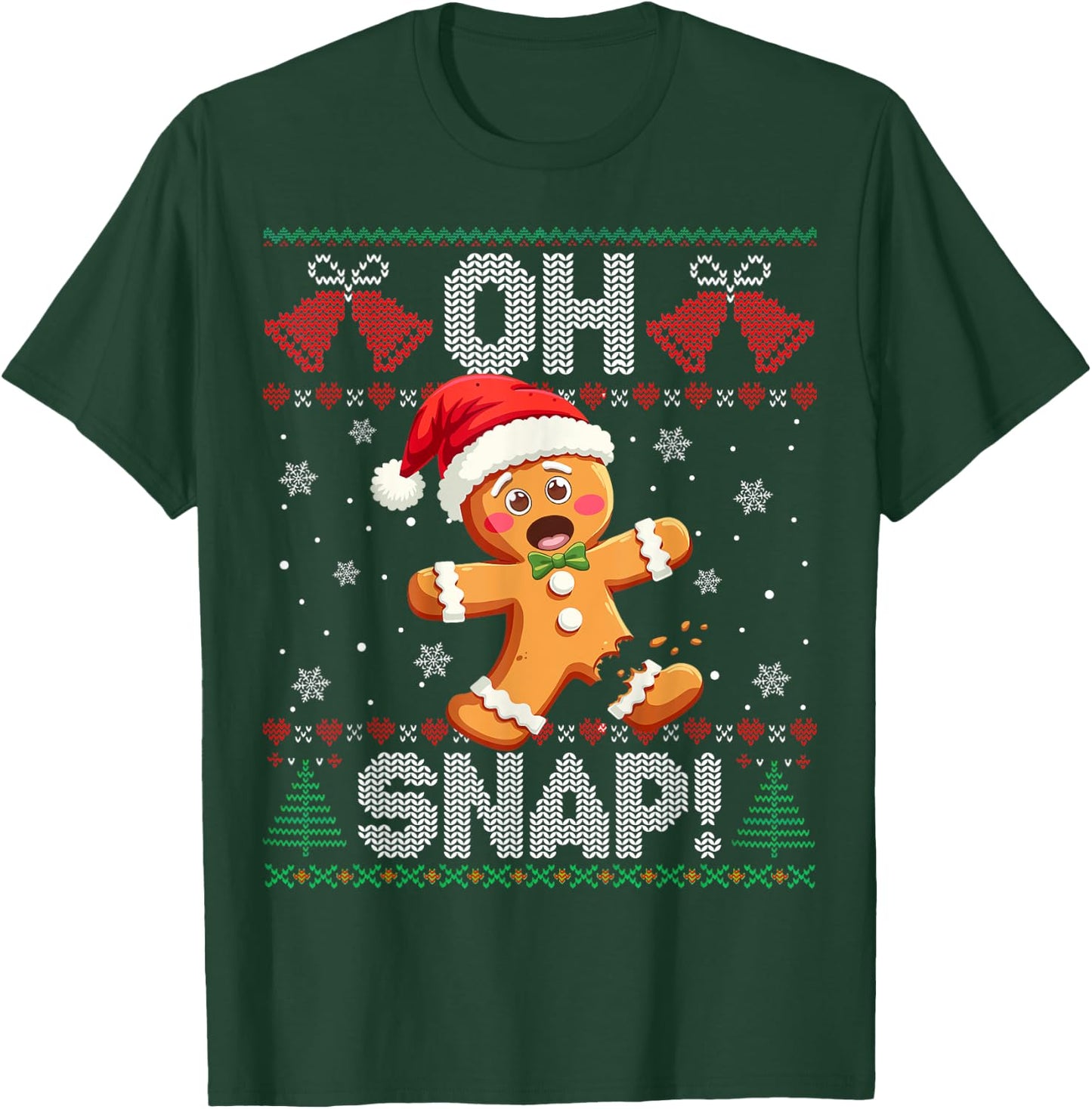 Funny Gingerbread Man Oh Snap Christmas Ugly Xmas Sweater T-Shirt - T-Shirt | Forest