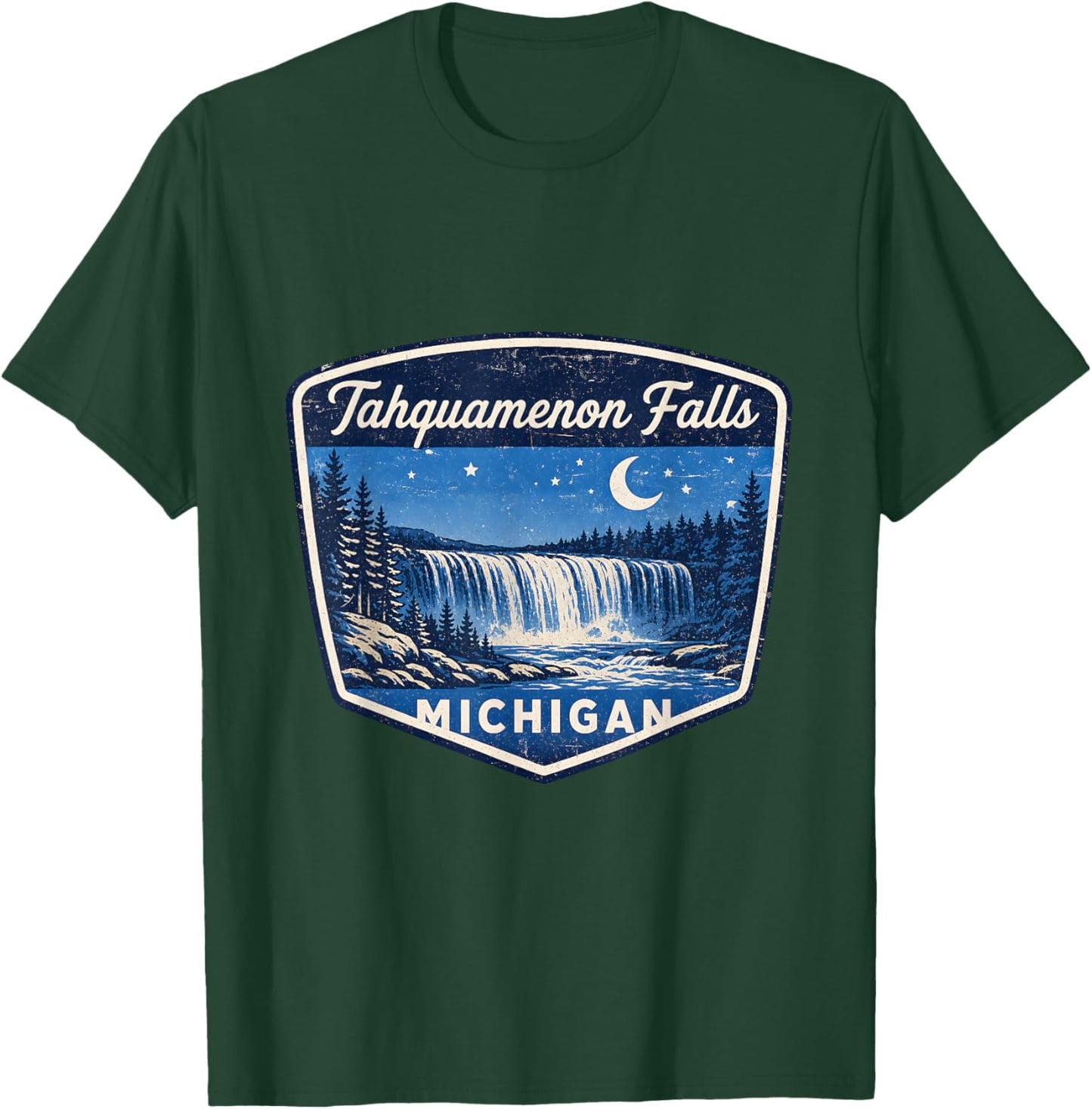 Tahquamenon Falls Michigan Waterfall Nature Outdoor Travel T-Shirt - T-Shirt | Forest
