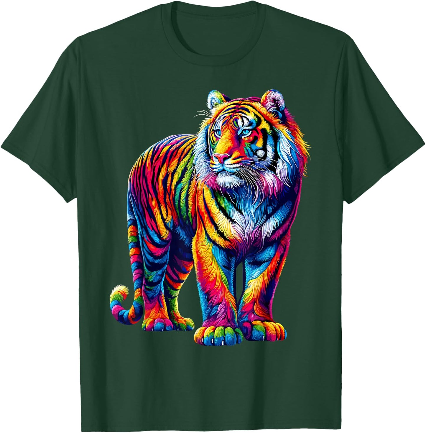 Vibrant Colorful Tiger Art Shirt Rainbow Wild Cat Animal T-Shirt - T-Shirt | Forest